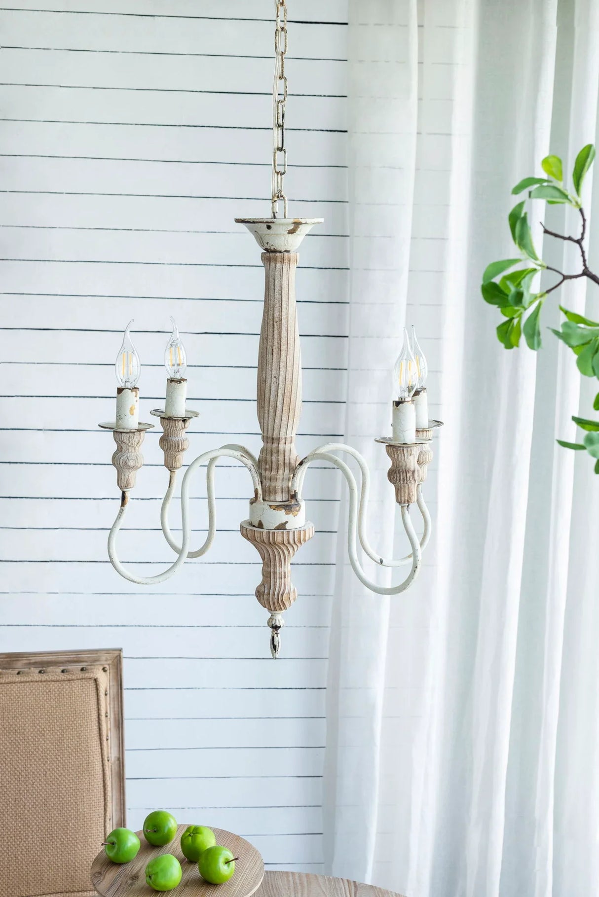 4 Light Chandelier, Hanging Light Fixture With Adjustable Chain For Kitchen, Bulb Not Included - Cream White - Furniture Home Direct