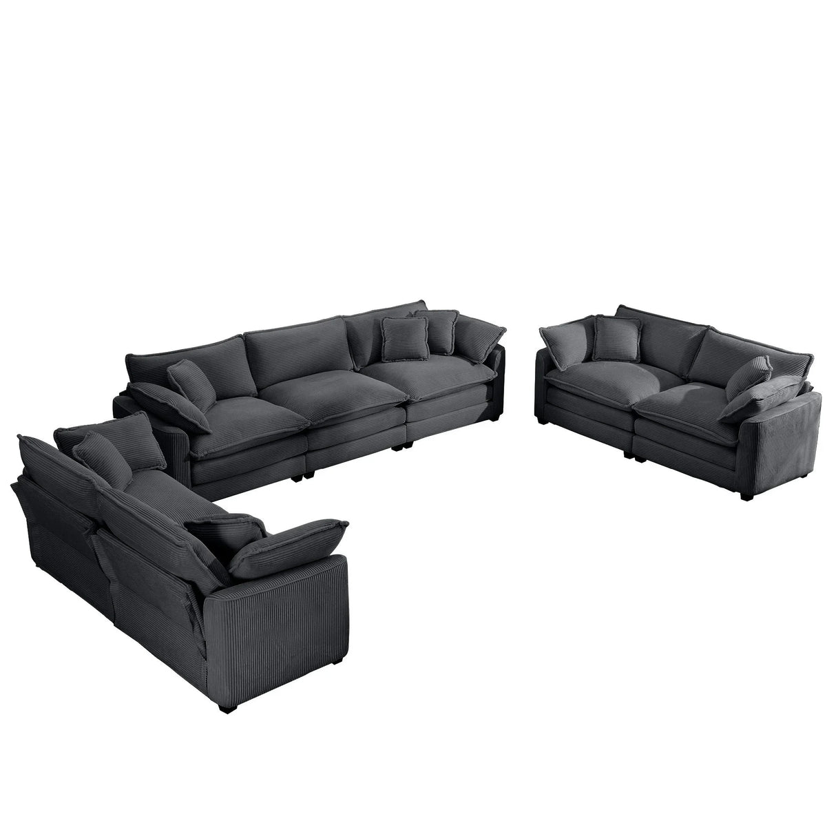 Elegant Corduroy Oversized Sectional Sofa Set With Deep Seats And Flexible Layout - Furniture Home Direct