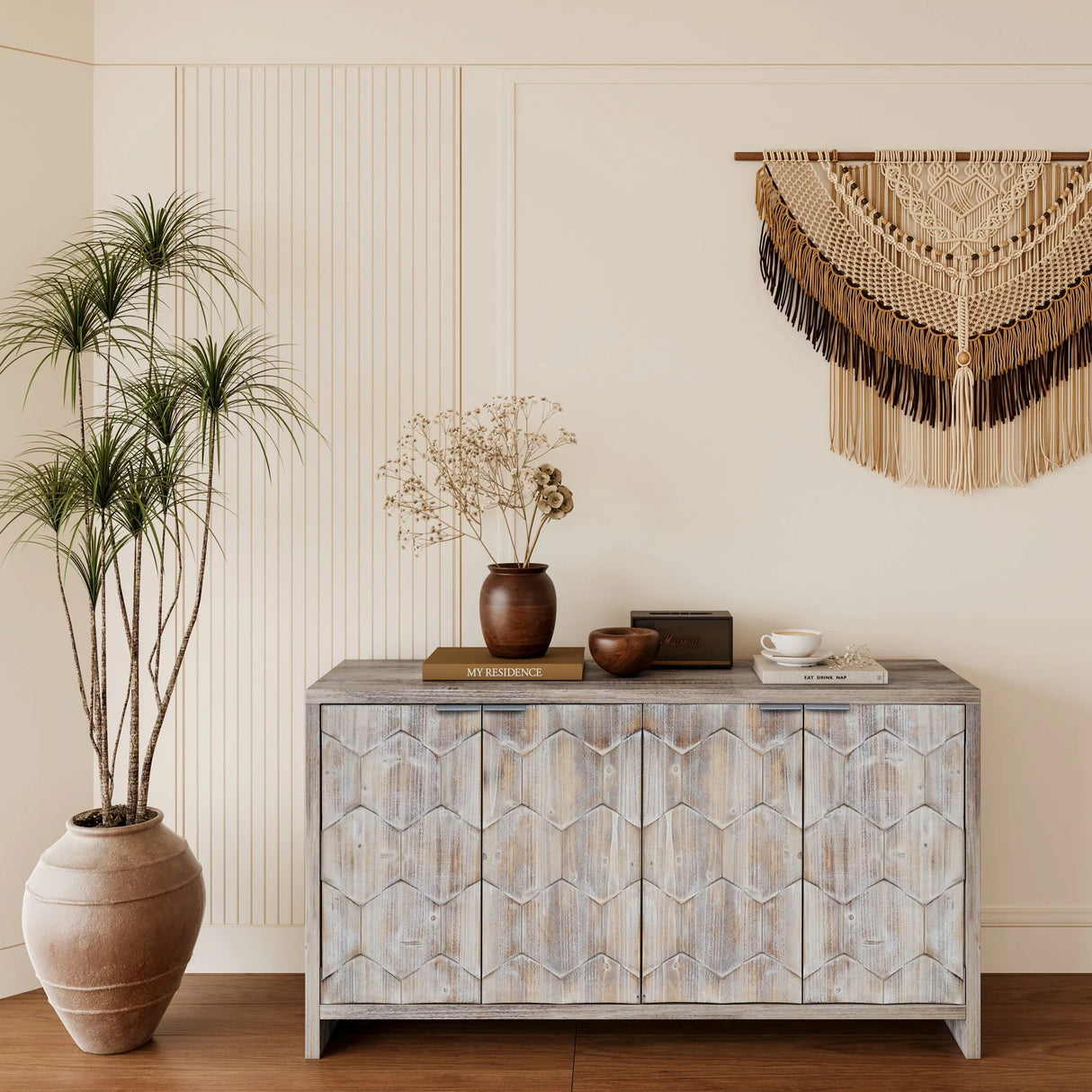 Accent Cabinet Farmhouse Style 4 Door Wooden Cabinet Sideboard Buffet Server Cabinet Storage Cabinet, For Living Room, Entryway, Hallway, Office, Kitchen And Dining Room - Furniture Home Direct