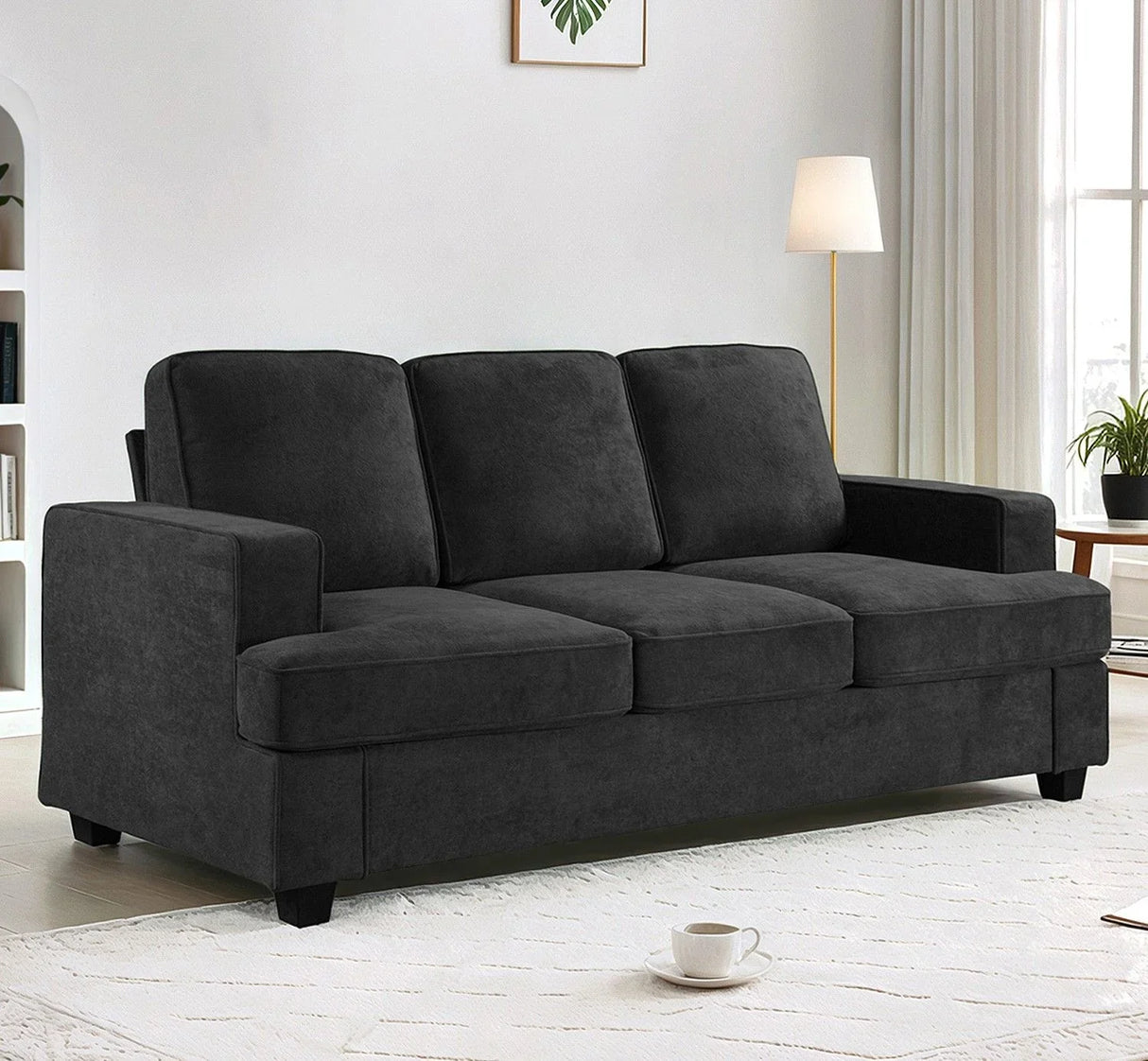 Modern Sofa, Comfortable 3 Seater Couch With Deep Seating, Loose Back Cushions, Wide Arms - Furniture Home Direct