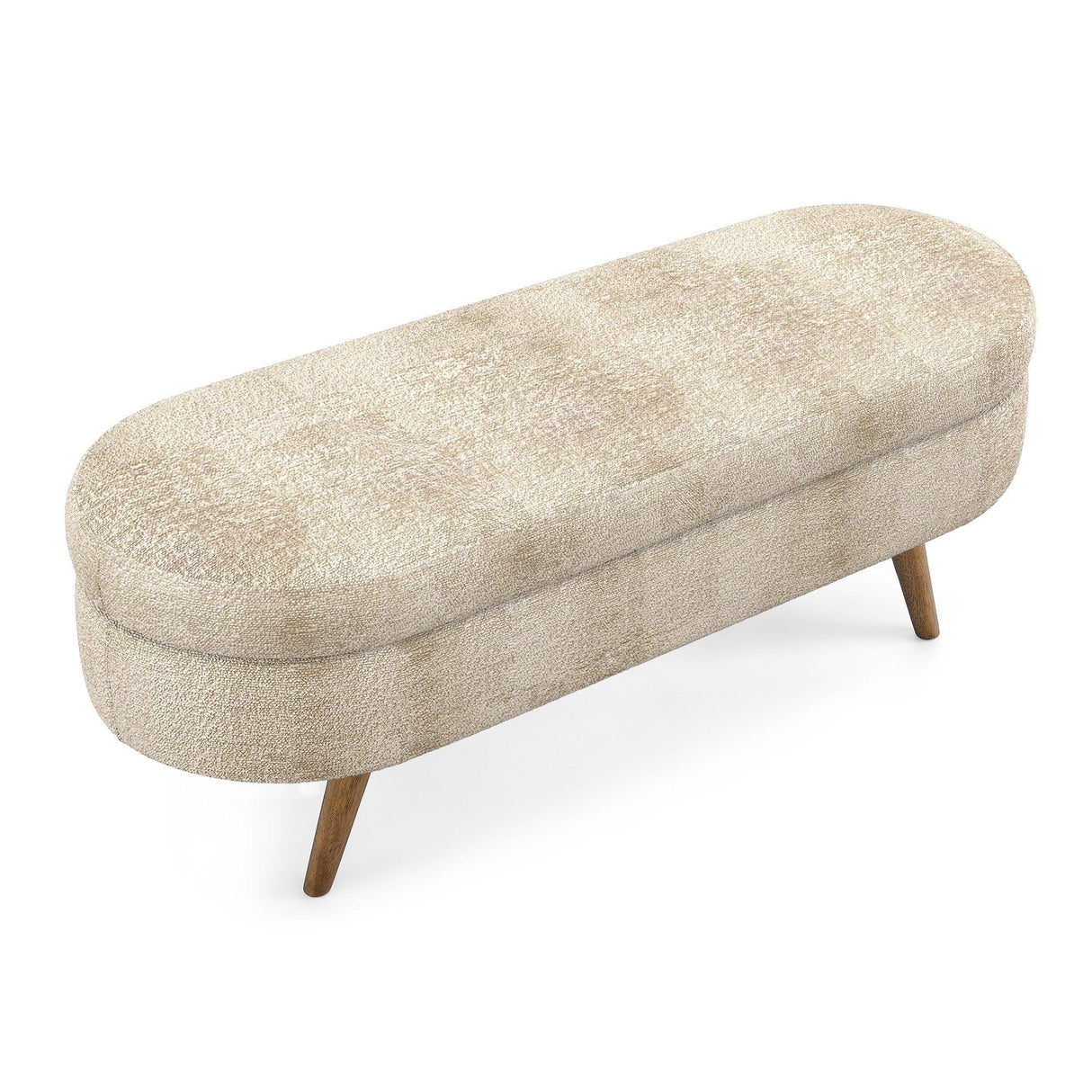 Modern Ottoman Oval Storage Bench With Rubber Wood Legs - Furniture Home Direct