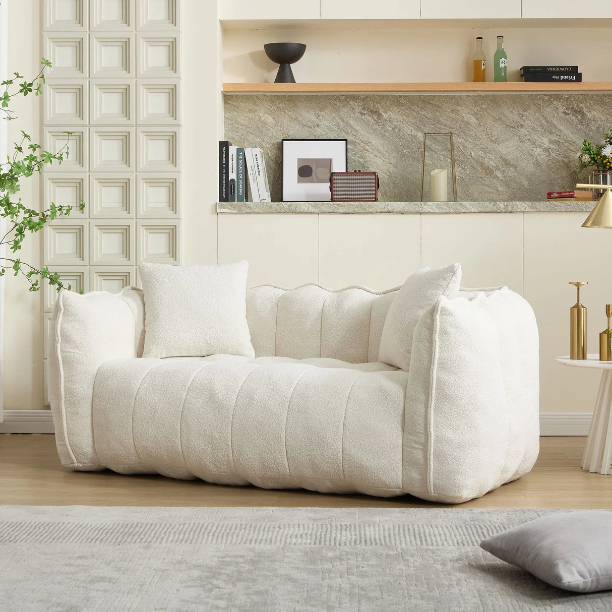 Cozy Beanbag Chair With High Resilience Foam Core For 2 - Furniture Home Direct