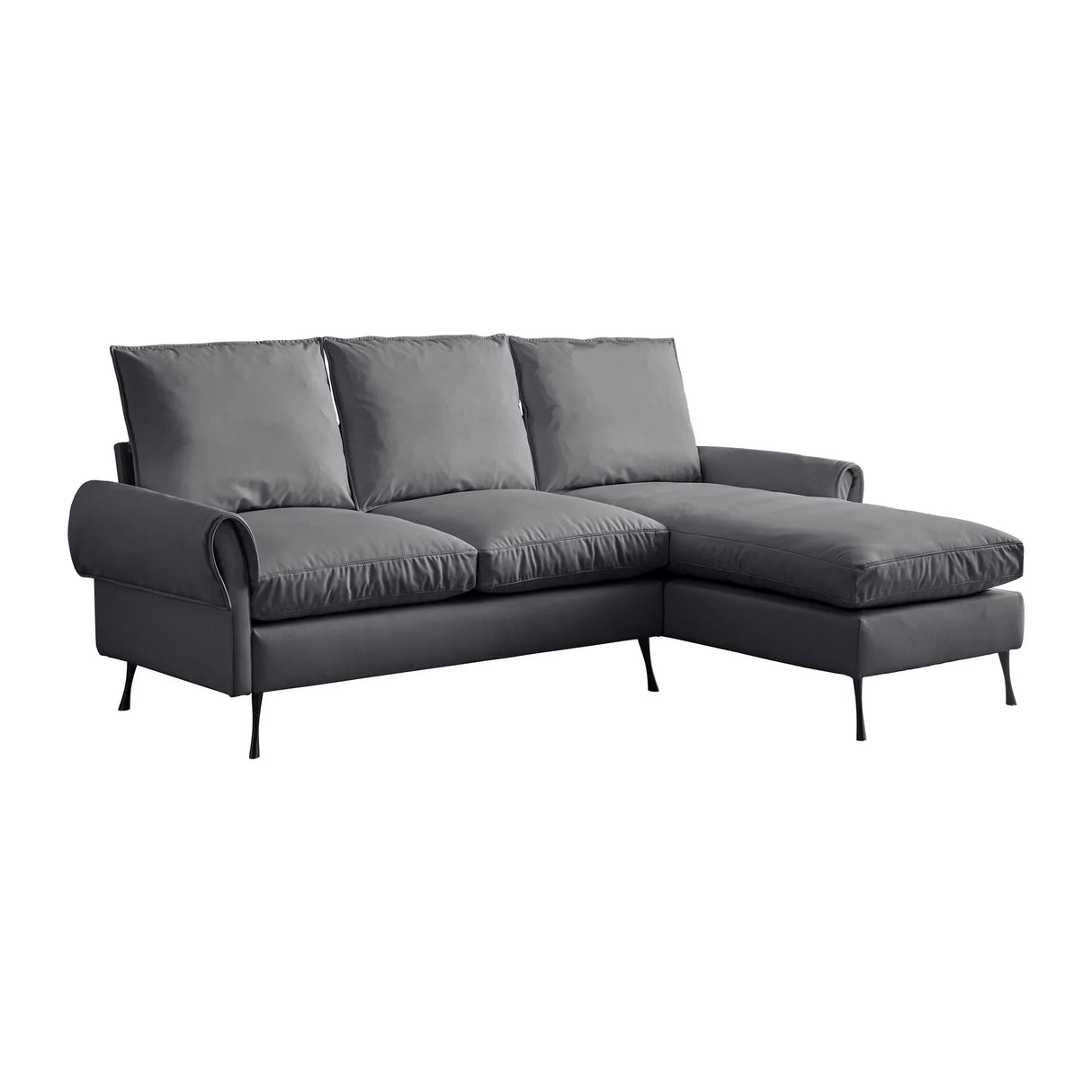 Modern Sectional Technical Leather L-Shaped Sofa Couch With Reversible Chaise Lounge - Furniture Home Direct