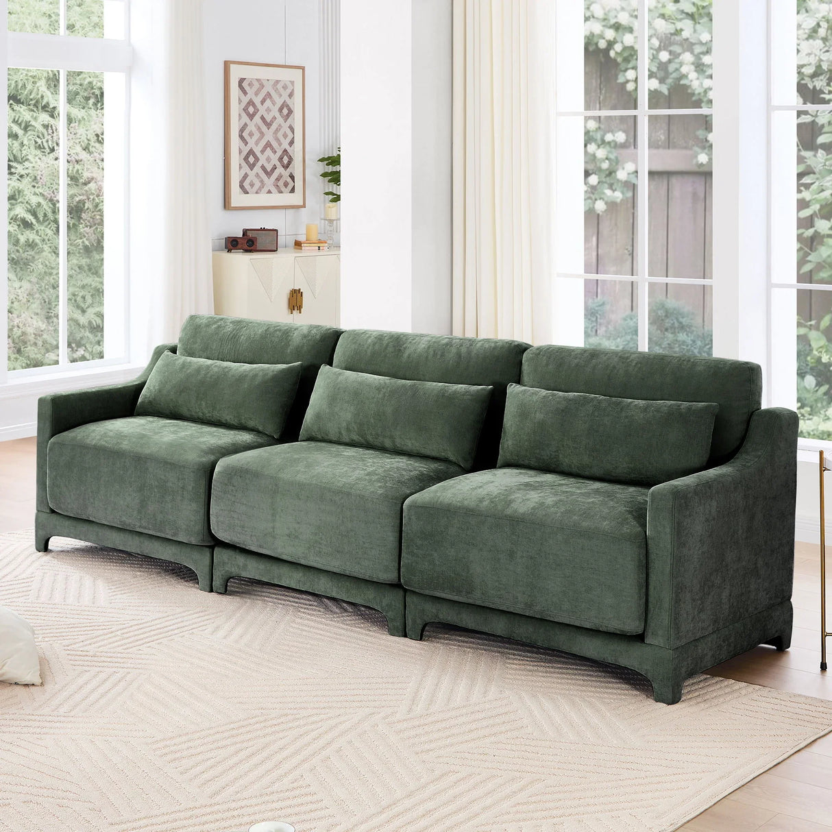 Elegant Sofa With Ergonomic Design And Lumbar Pillows - Furniture Home Direct