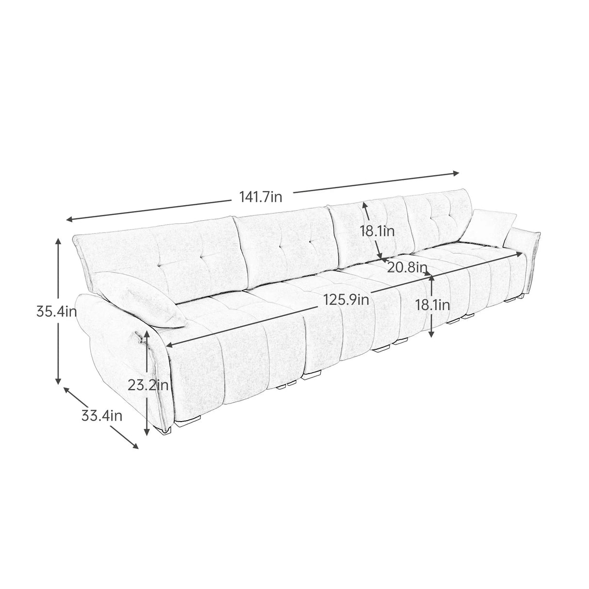 Modern Sofa & Pillows, Textured Cover, High Rebound Cushions - Furniture Home Direct