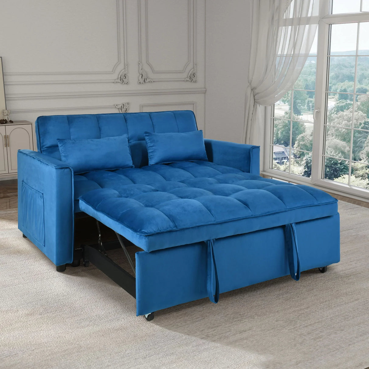 3 In 1 Pull Out Couch Convertible Sofa Bed With Reclining Backrest - Furniture Home Direct