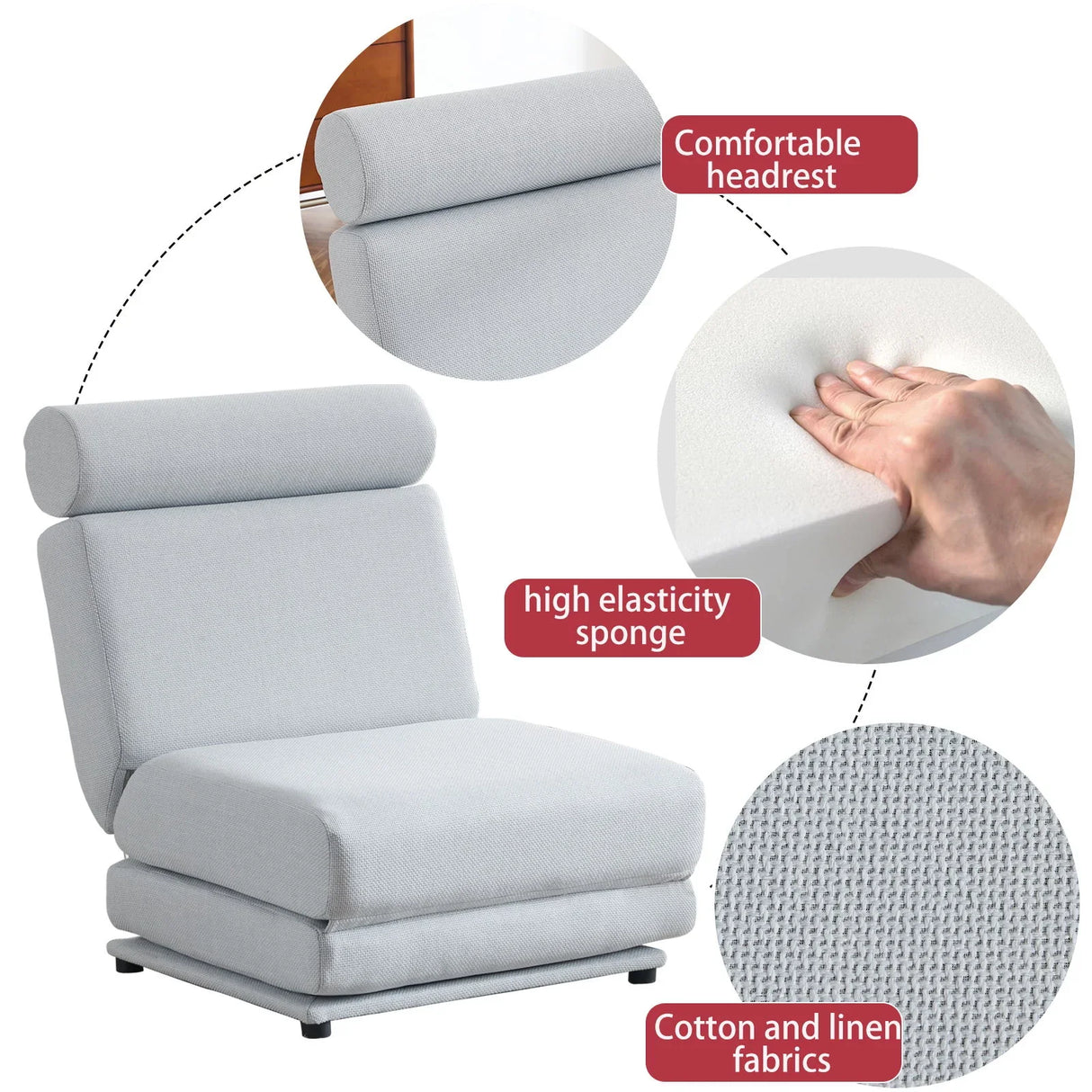 Foldable Single Chair Sofa Bed With Pillow, Easy To Store, Breathable And Wearable Linen - Furniture Home Direct