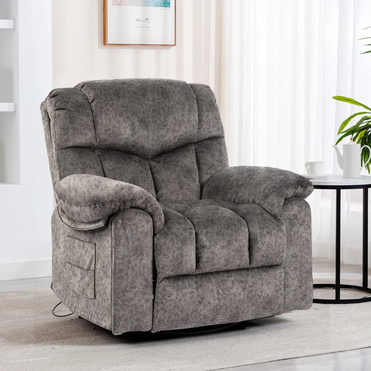 Swivel And Rocking Recliner Chair With Massage And Heating - Furniture Home Direct