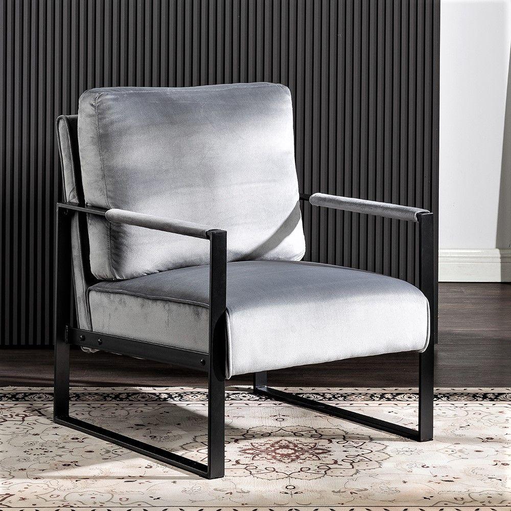 Classic Mid Century Modern Accent Chair With Durable Square Metal Frame, Armchair - Furniture Home Direct