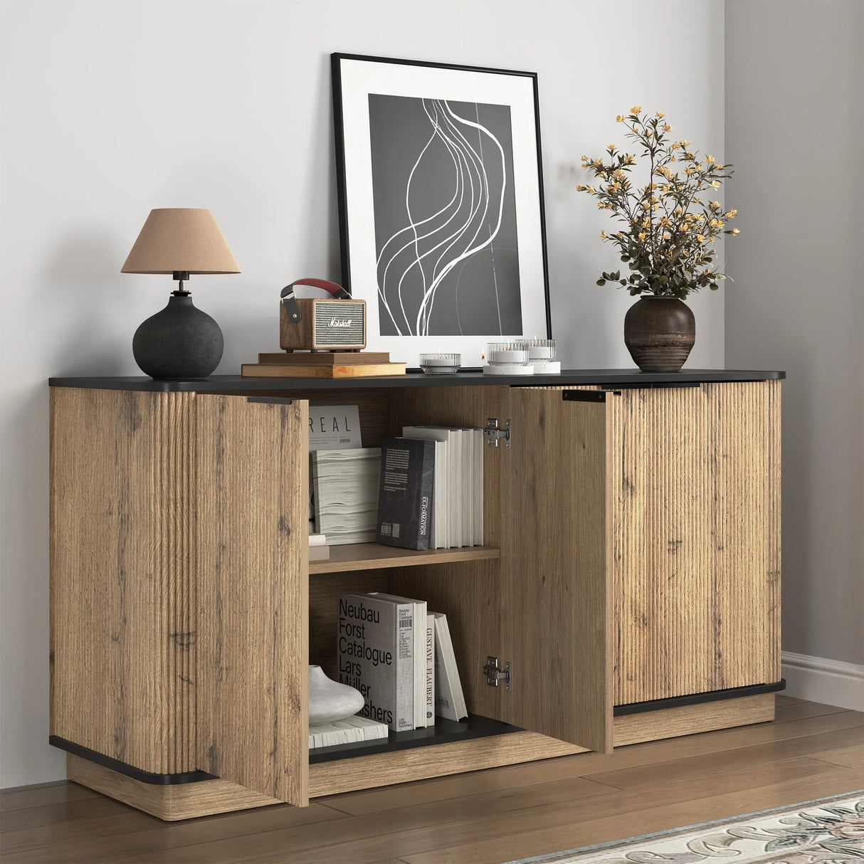 Multi Functional Sideboard, An Ideal Choice For TV And Tableware Storage In Modern Homes - Black - Furniture Home Direct