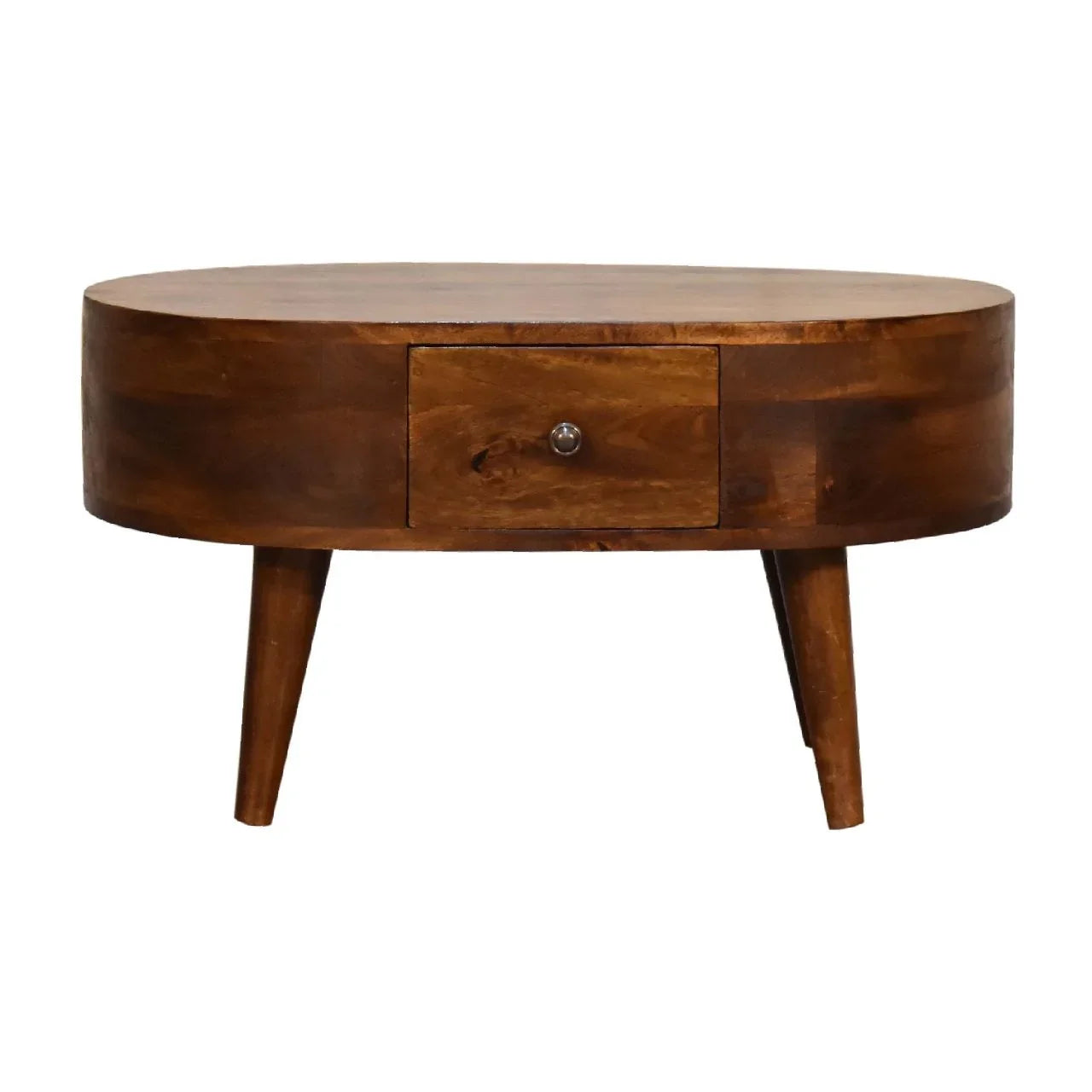 Mini Rounded Coffee Table - Chestnut - Furniture Home Direct