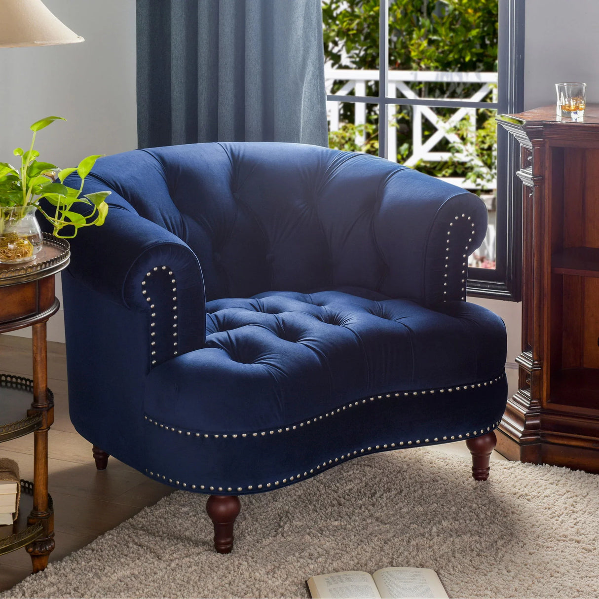 La Rosa - Victorian Tufted Upholstered Accent Chair - Furniture Home Direct