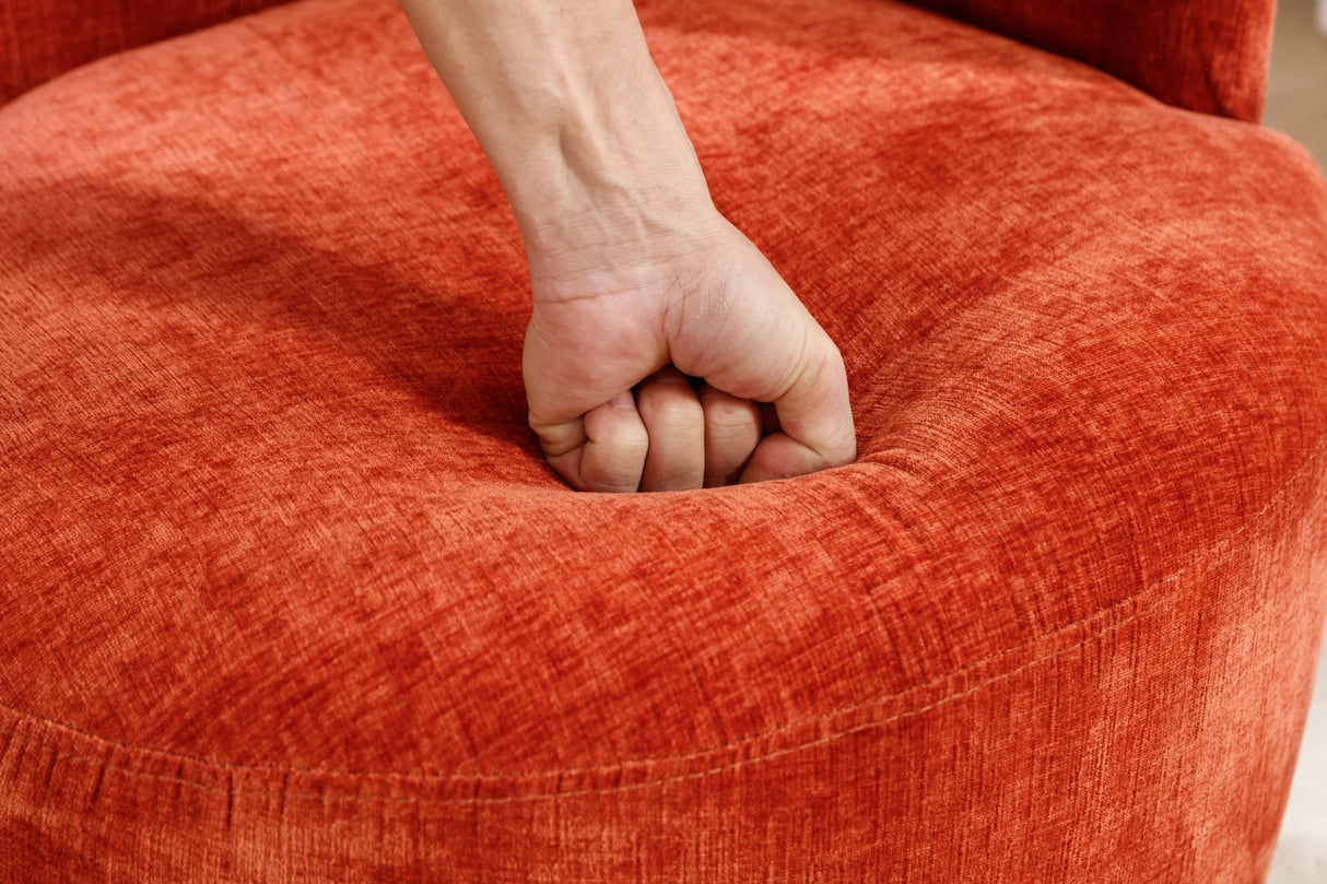 Chenille Fabric Swivel Accent Armchair Barrel Chair With Powder Coating Metal Ring - Furniture Home Direct