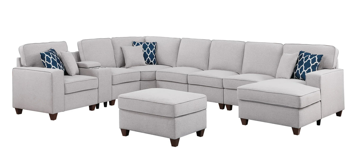 Eric - 9 Piece Upholstered Sectional With Ottoman - Furniture Home Direct
