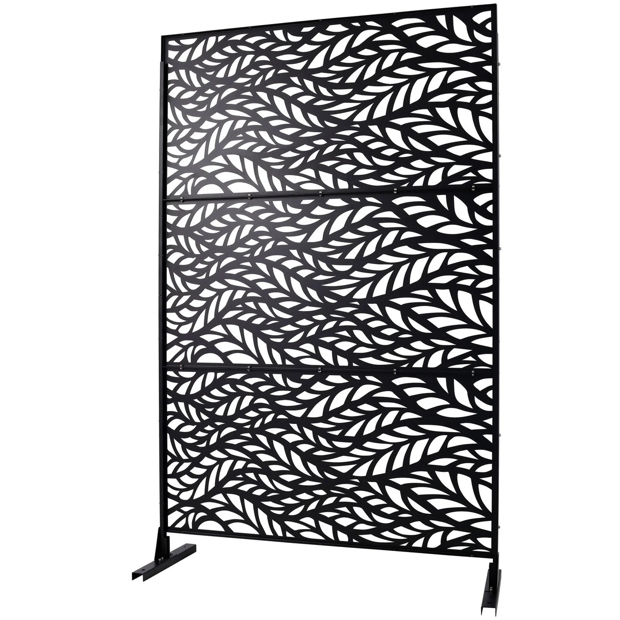 Outdoor & Indoor Privacy Screen Metal Privacy Screen, Freestanding Decorative Privacy Screen For Deck Balcony Patio - Black - Furniture Home Direct