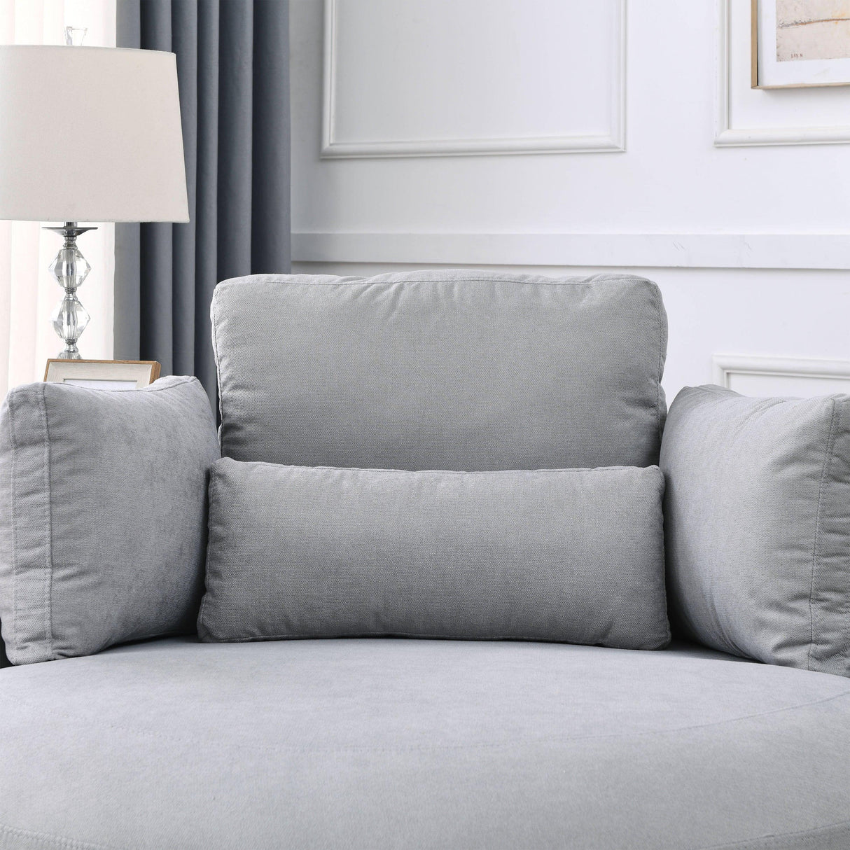 Linen Barrel Swivel Chair With Storage Ottoman - Furniture Home Direct