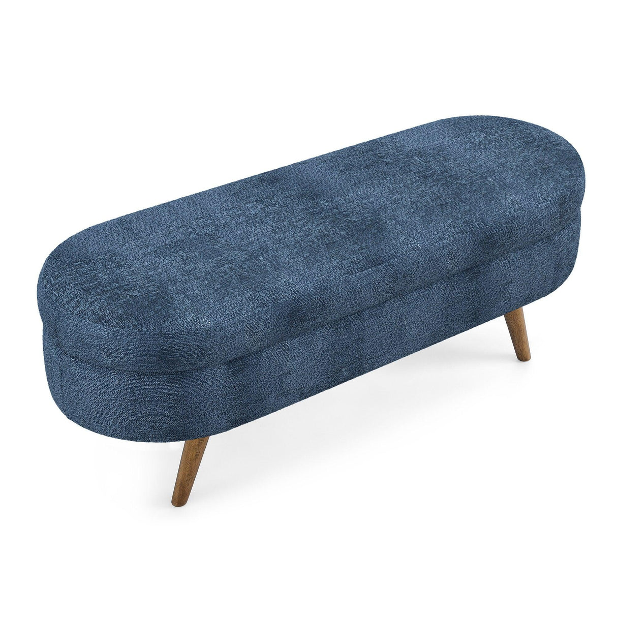 Modern Ottoman Oval Storage Bench With Rubber Wood Legs - Furniture Home Direct