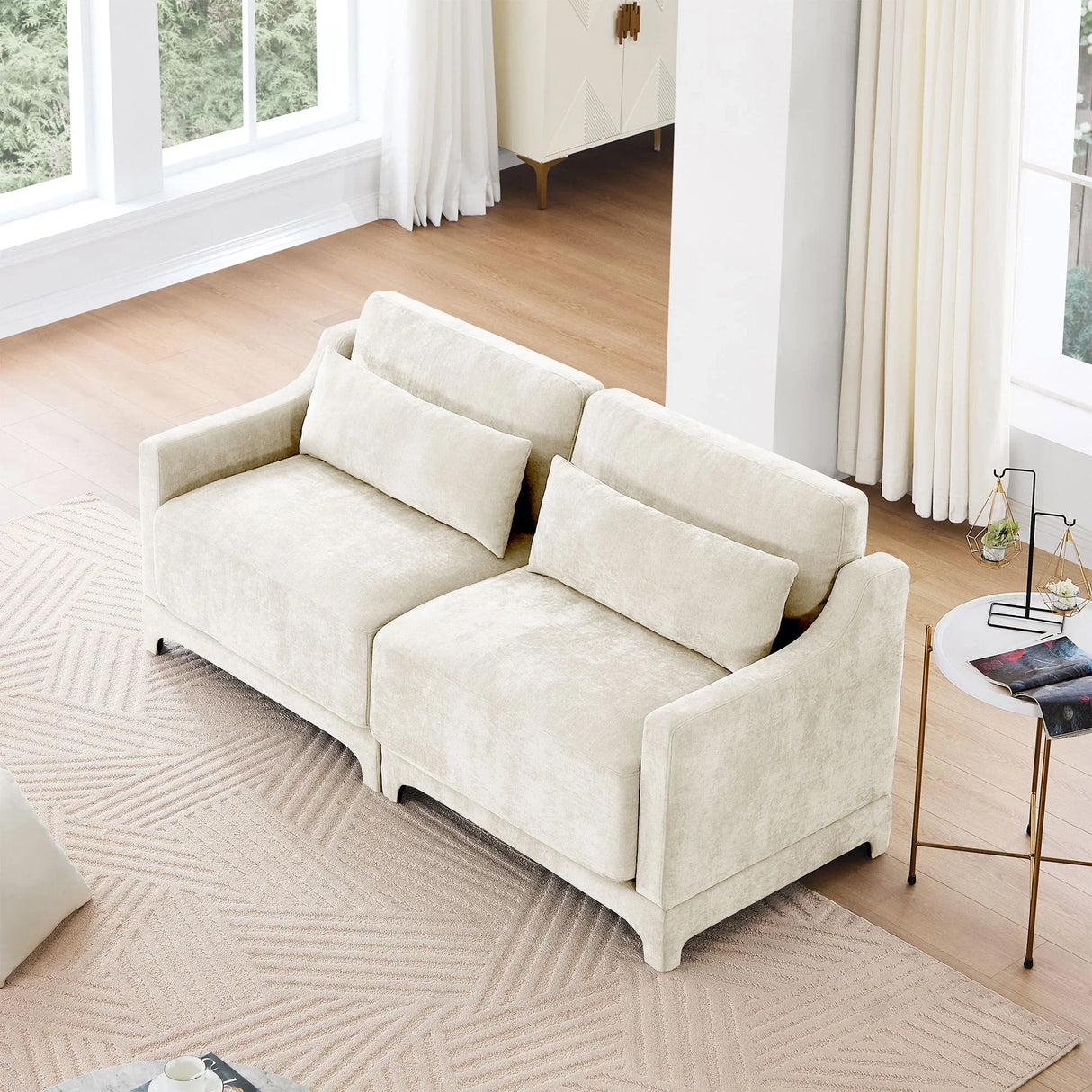 Elegant Sofa With Ergonomic Design And Lumbar Pillows - Furniture Home Direct