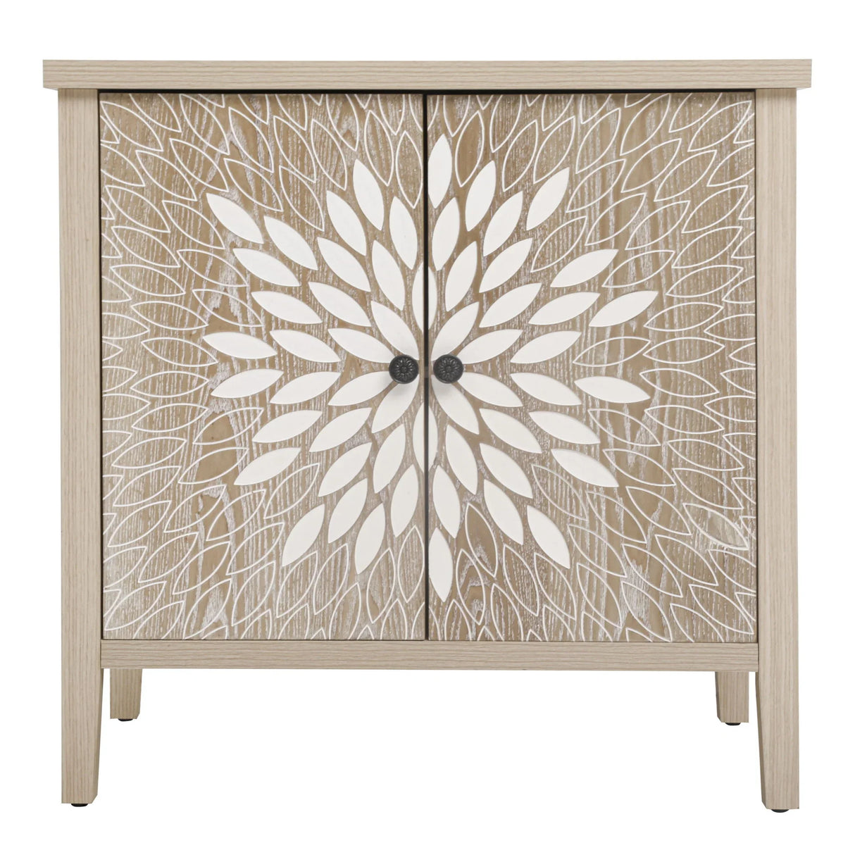 2 Door Carved Storage Cabinet With Adjustable Shelf, Accent Furniture - Furniture Home Direct