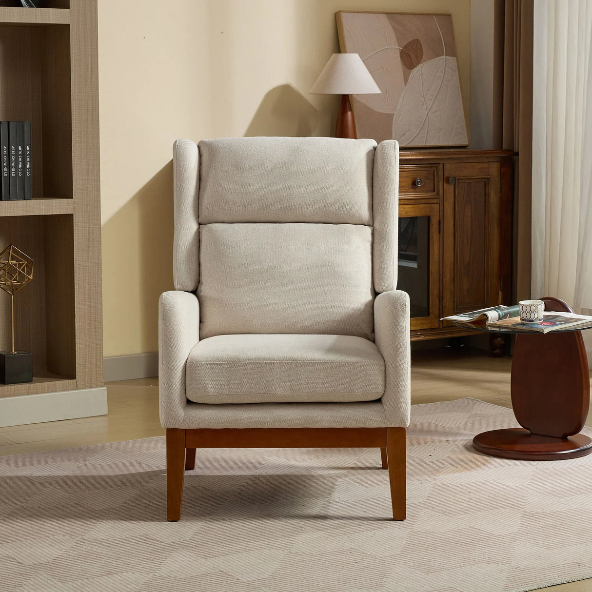 Wide Modern Accent Chair With Wood Legs For Living Room - Furniture Home Direct