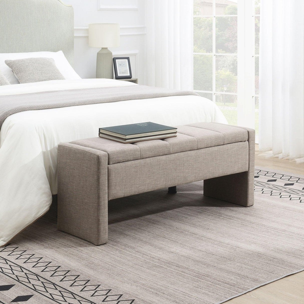 Modern Upholstered Large Bed End Bench With Storage - Furniture Home Direct