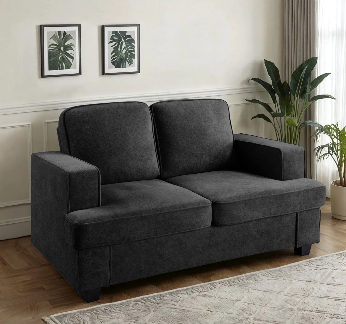 Modern Loveseat, Comfortable 2 Seater Couch With Deep Seating, Loose Back Cushions, Wide Arms - Furniture Home Direct