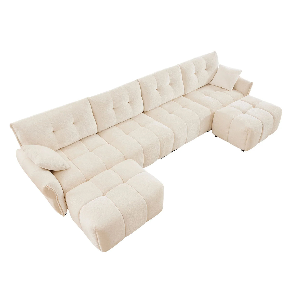 Sofa Set With Ottoman And Pillows, Textured, High Resilience Cushions - Furniture Home Direct
