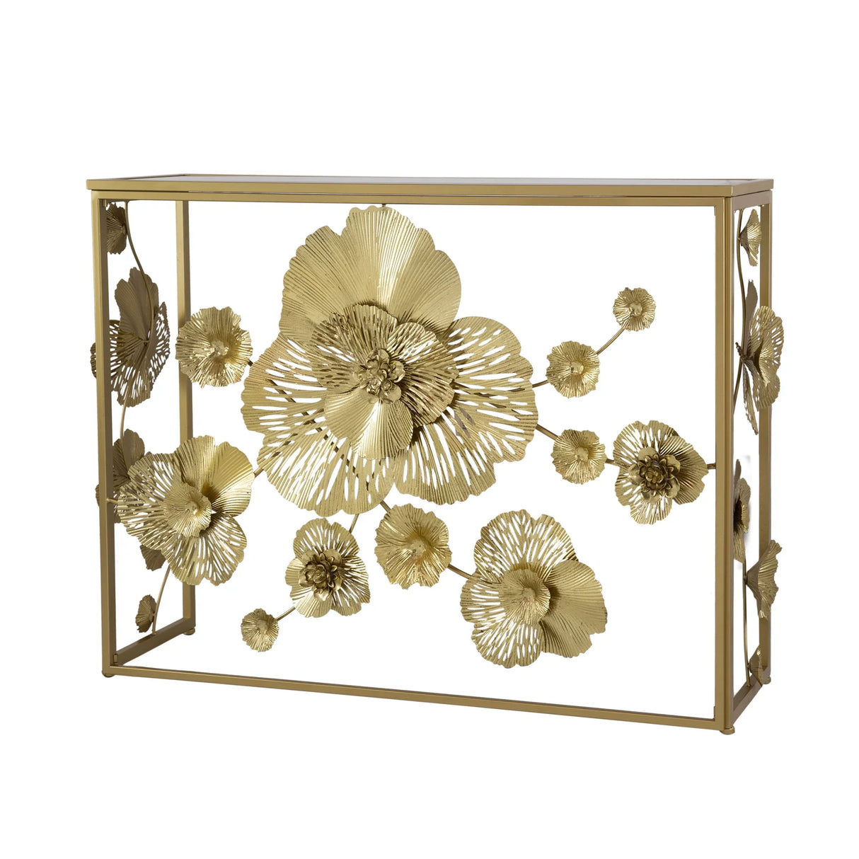 Console Table With Mirrored Glass Top, Modern Entryway Table For Living Room Foyer Entryway - Gold - Furniture Home Direct