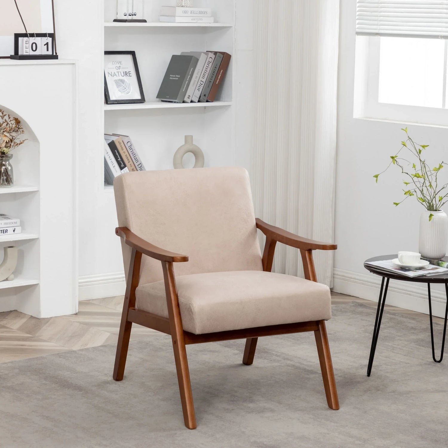 Accent Chair, Classic Mid Century Modern For Extra Seating - Furniture Home Direct