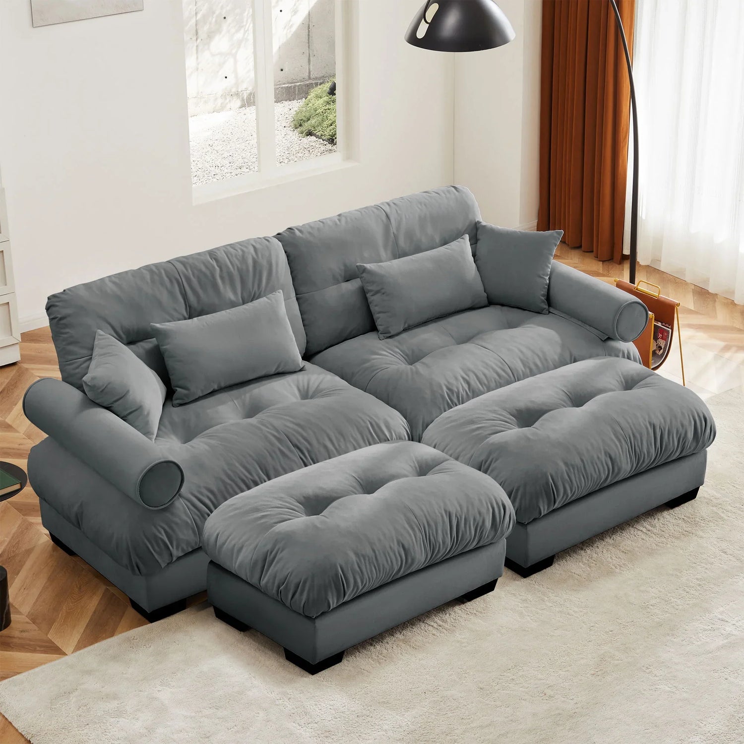 Super Comfort Oversized Modular Sectional Sofa With Movable Ottoman - Furniture Home Direct