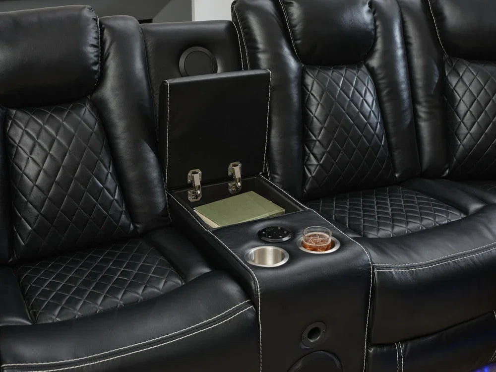 Sectional Sofa With Power Recline LED Lighting Black - Furniture Home Direct