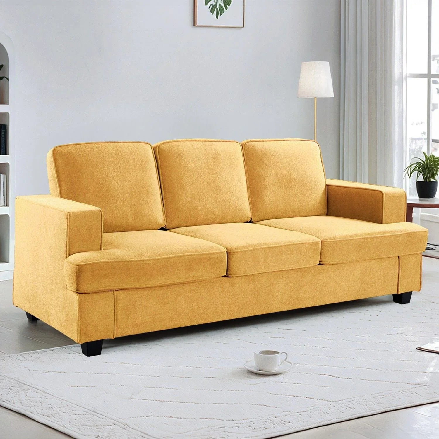 Modern Sofa, Comfortable 3 Seater Couch With Deep Seating, Loose Back Cushions, Wide Arms - Furniture Home Direct