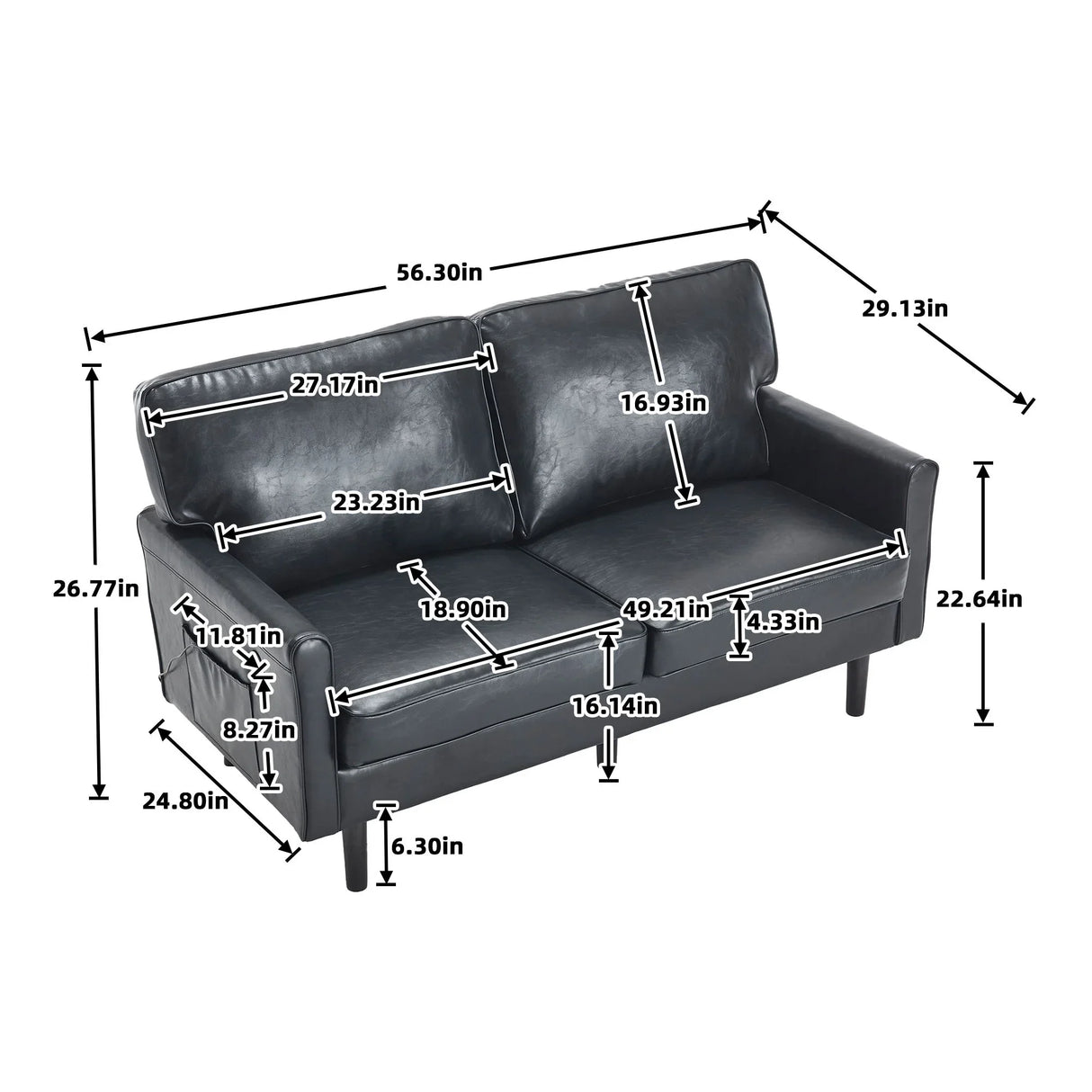 Mid Century Modern Loveseat Sofa With USB Ports, Removable Pillow Cover - Furniture Home Direct