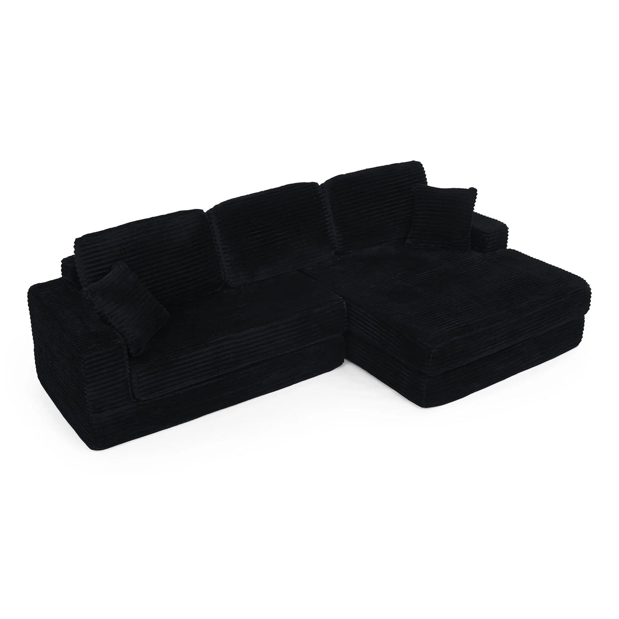 Modern Minimalist L Shape Modular Sectional Sofa, Corduroy Couch - Furniture Home Direct