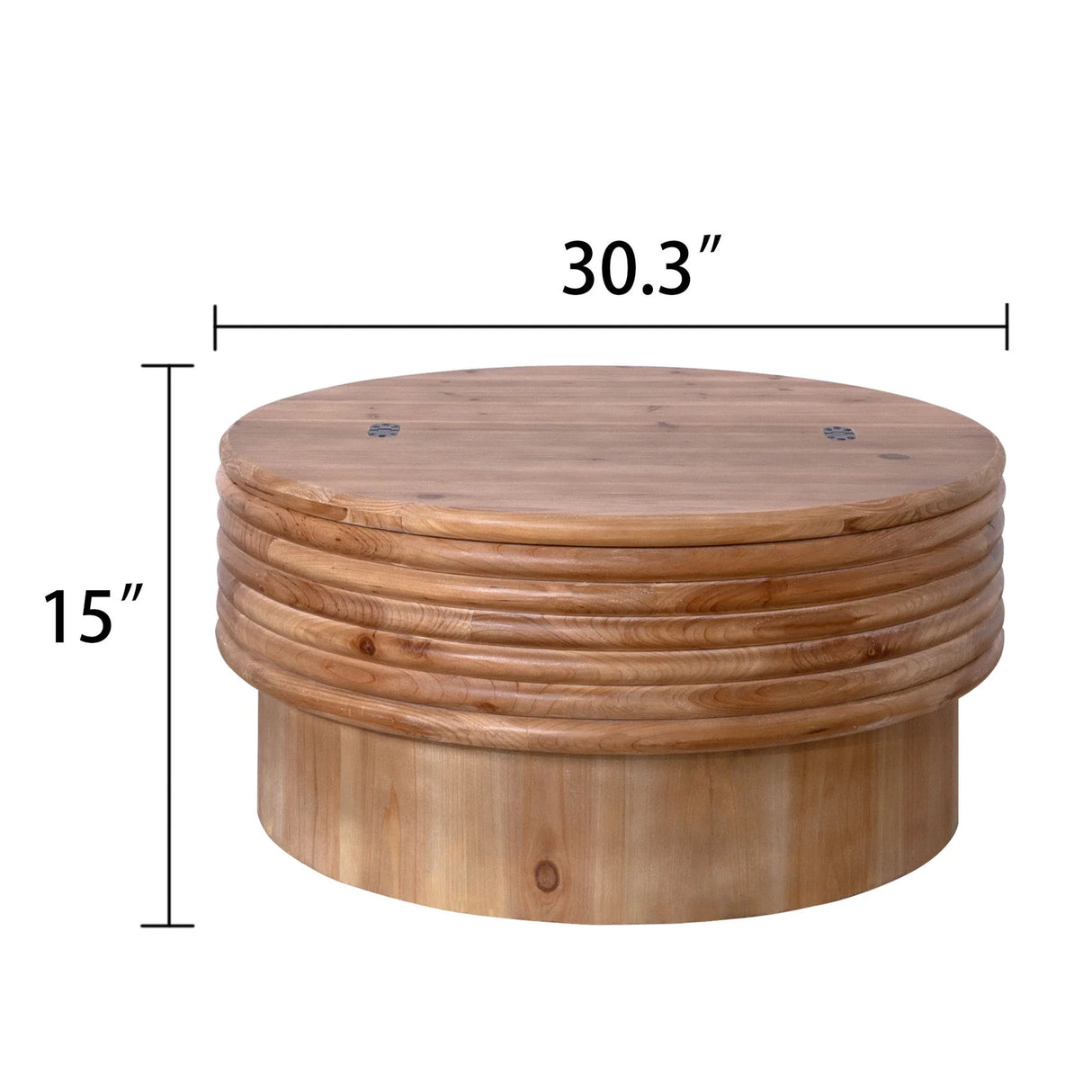 Round Wooden Coffee Table With Hidden Storage, Modern Rustic Centerpiece For Living Room - Multi / Natural / Rustic - Furniture Home Direct