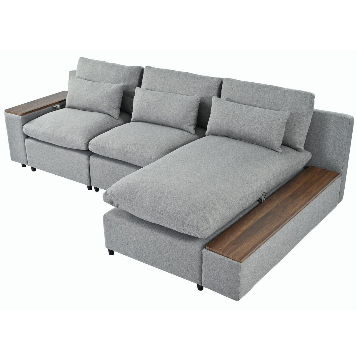 Sectional Sofa Modular With Removable Back Cushions Gray - Furniture Home Direct