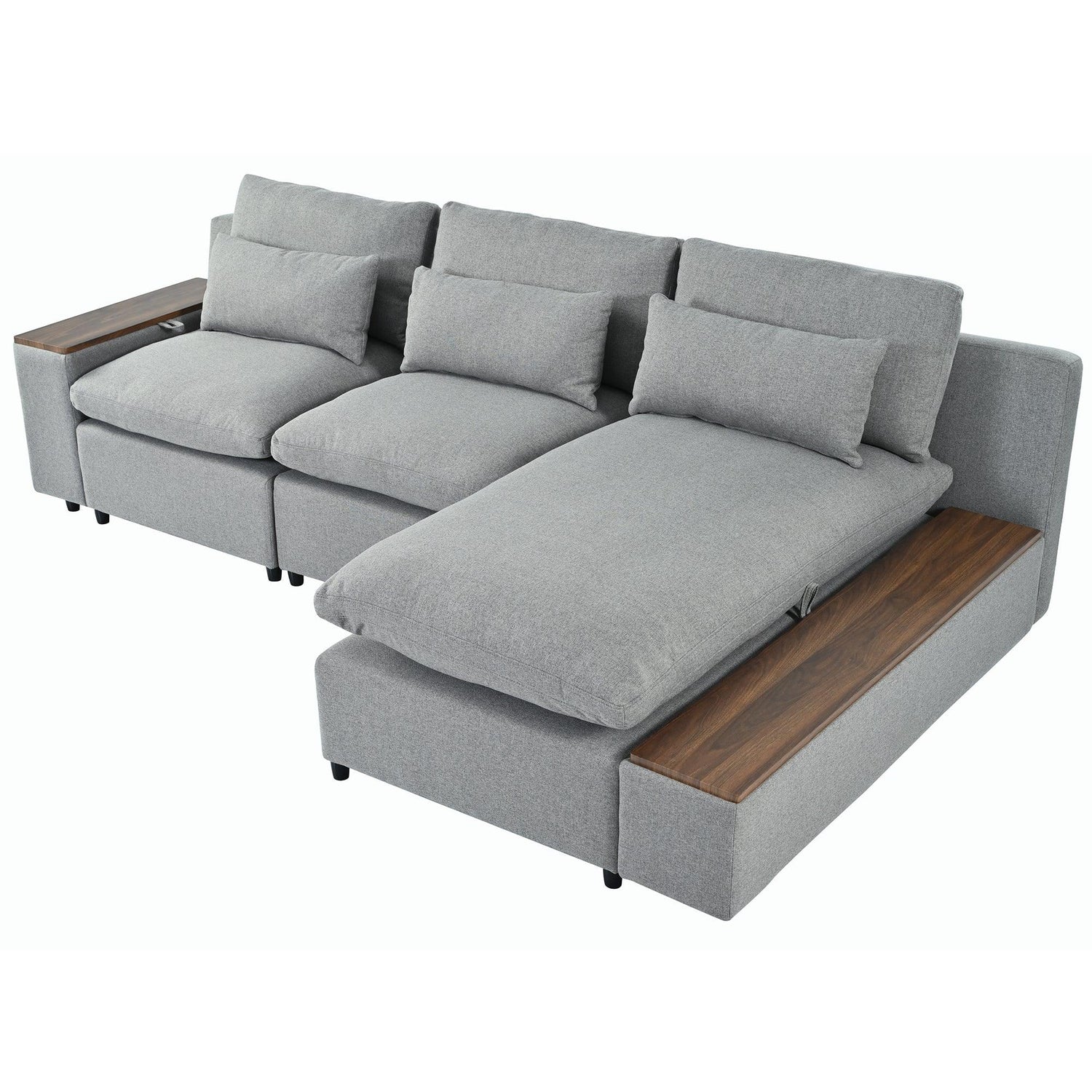 Sectional Sofa Modular With Removable Back Cushions Gray - Furniture Home Direct