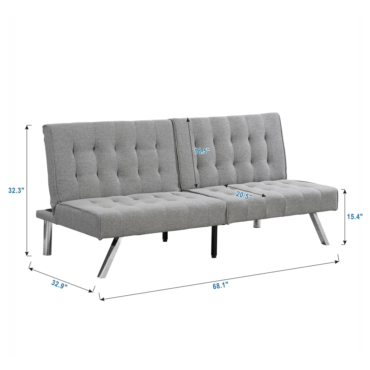 Modern Sofa Bed With Wood Frame And Stainless Legs - Furniture Home Direct