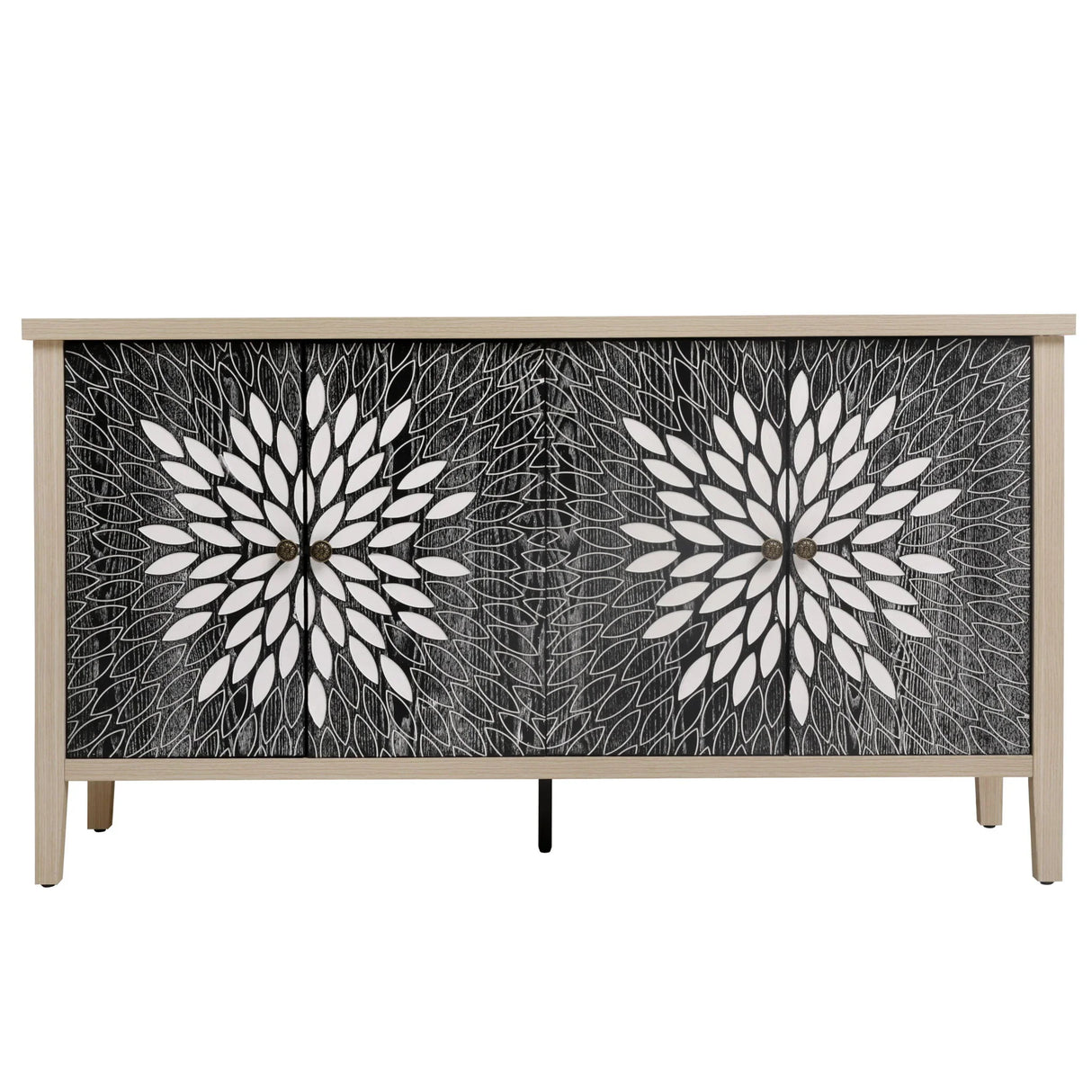 Modern Storage Cabinet With 4 Doors & Adjustable Shelves - Furniture Home Direct