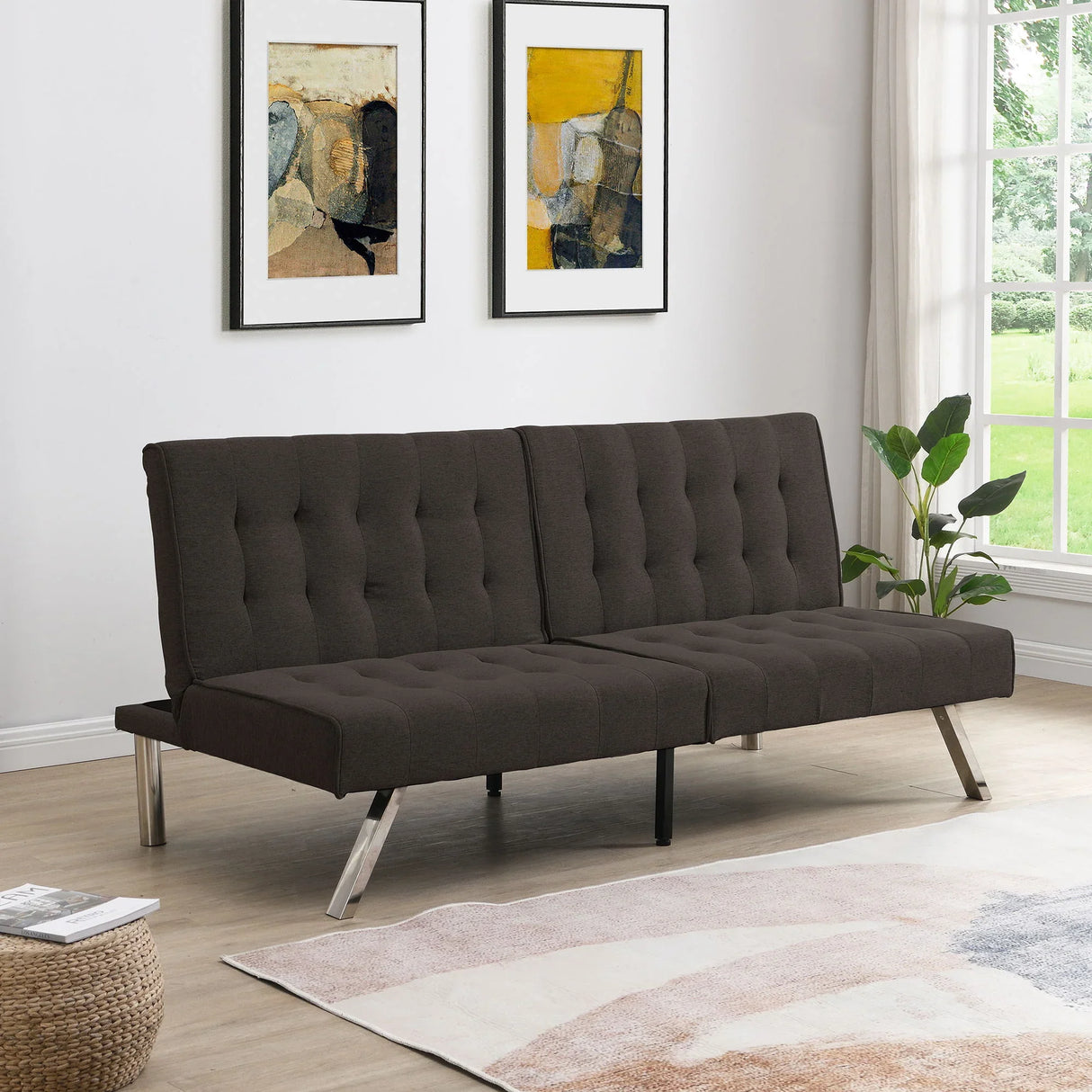 Modern Sofa Bed With Wood Frame And Stainless Legs - Furniture Home Direct