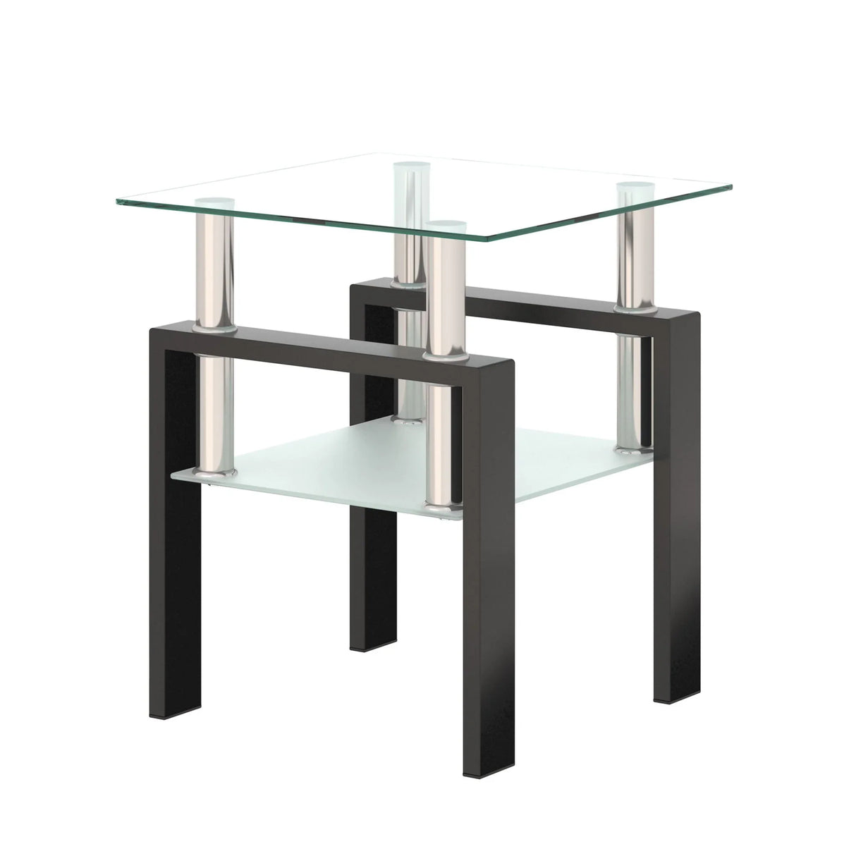 Modern Tempered Glass Tea Table, End Square Table For Living Room - Furniture Home Direct