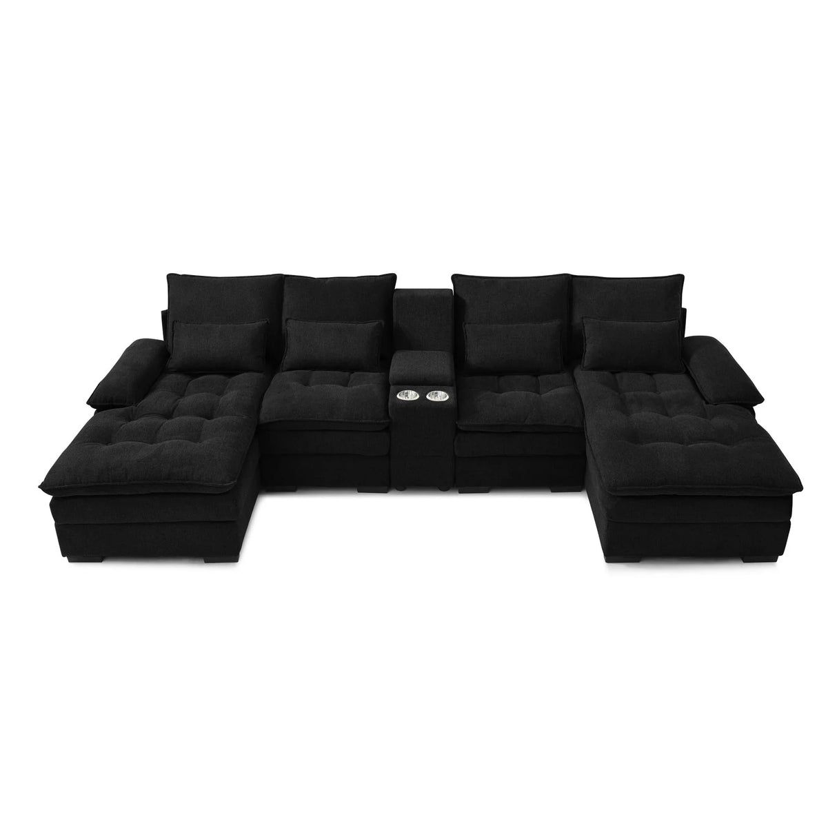 Contemporary U Shaped Sofa With Console And Cupholders - Furniture Home Direct