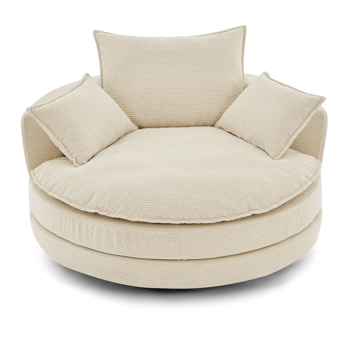 360° Swivel Accent Barrel Chair With Dual Layer Cushion And 3 Removable Pillows - Furniture Home Direct