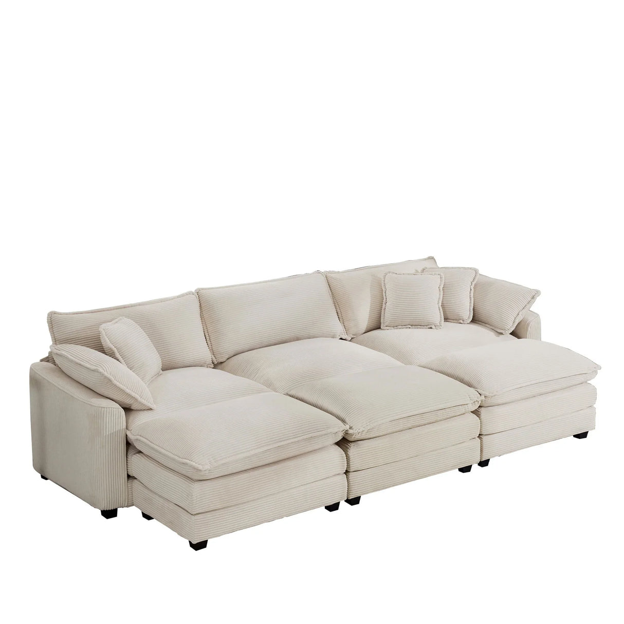 Modern Oversized Modular Cushion Sofa With Ottoman, Low Back, Deep Seating Sofa Set - Furniture Home Direct
