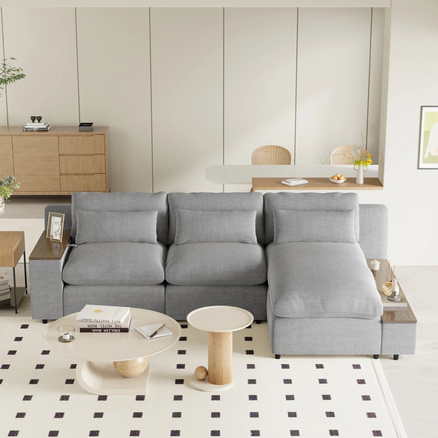 Sectional Sofa Modular With Removable Back Cushions Gray - Furniture Home Direct