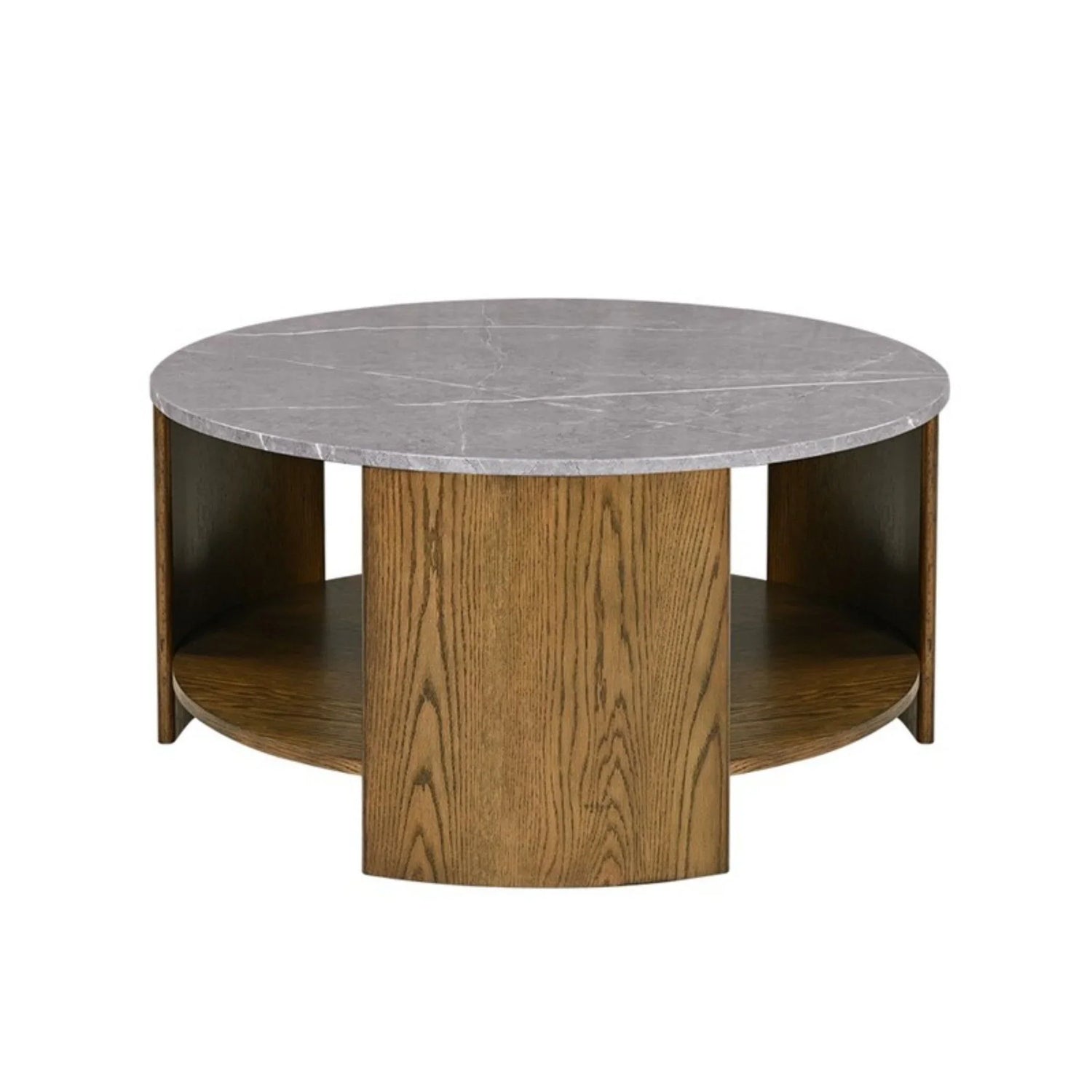 Keegan - Round Coffee Table With Shelf - Oak - Furniture Home Direct