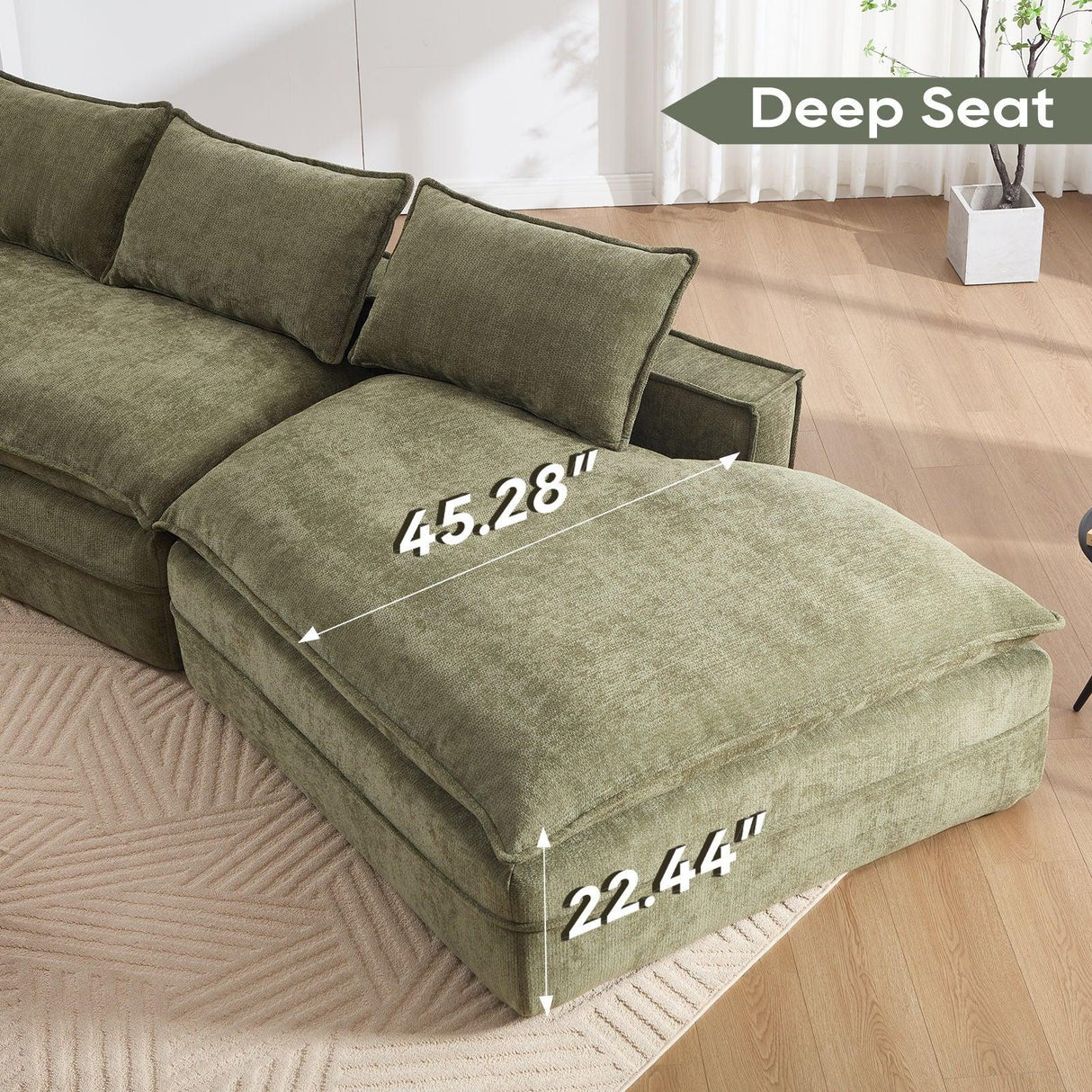 Modern Minimalist Modular Sectional Sofa With Deep Seats And Right Facing Chaise - Furniture Home Direct