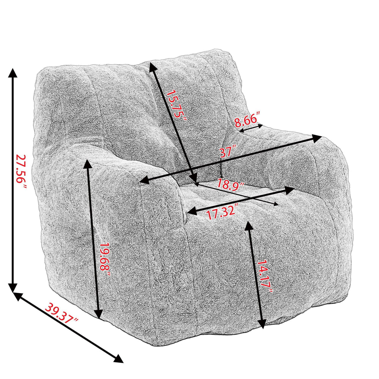 Soft Teddy Fabric Tufted Foam Bean Bag Chair With Teddy Fabric - Furniture Home Direct