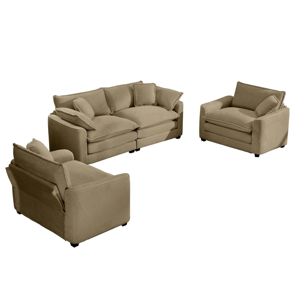 Elegant Corduroy Oversized Sectional Sofa Set With Deep Seats And Flexible Layout - Furniture Home Direct
