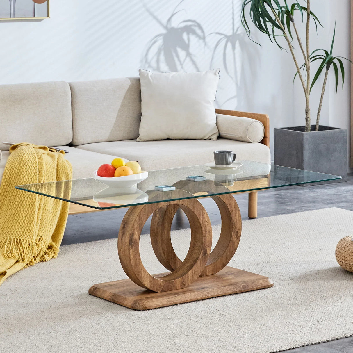 Contemporary Style Glass Top Coffee Table - Furniture Home Direct